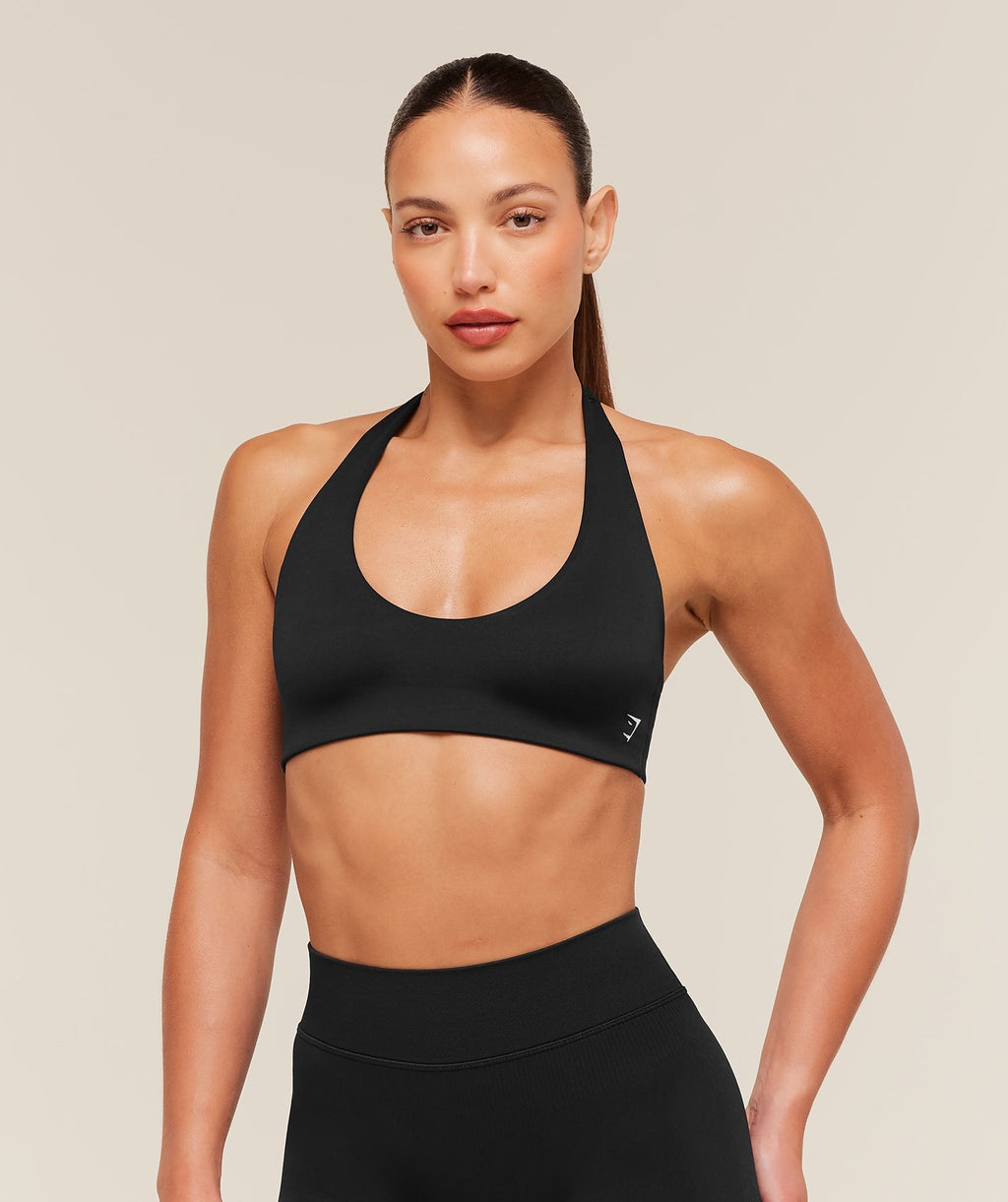 Light Support Halter Neck Logo Sports Bra