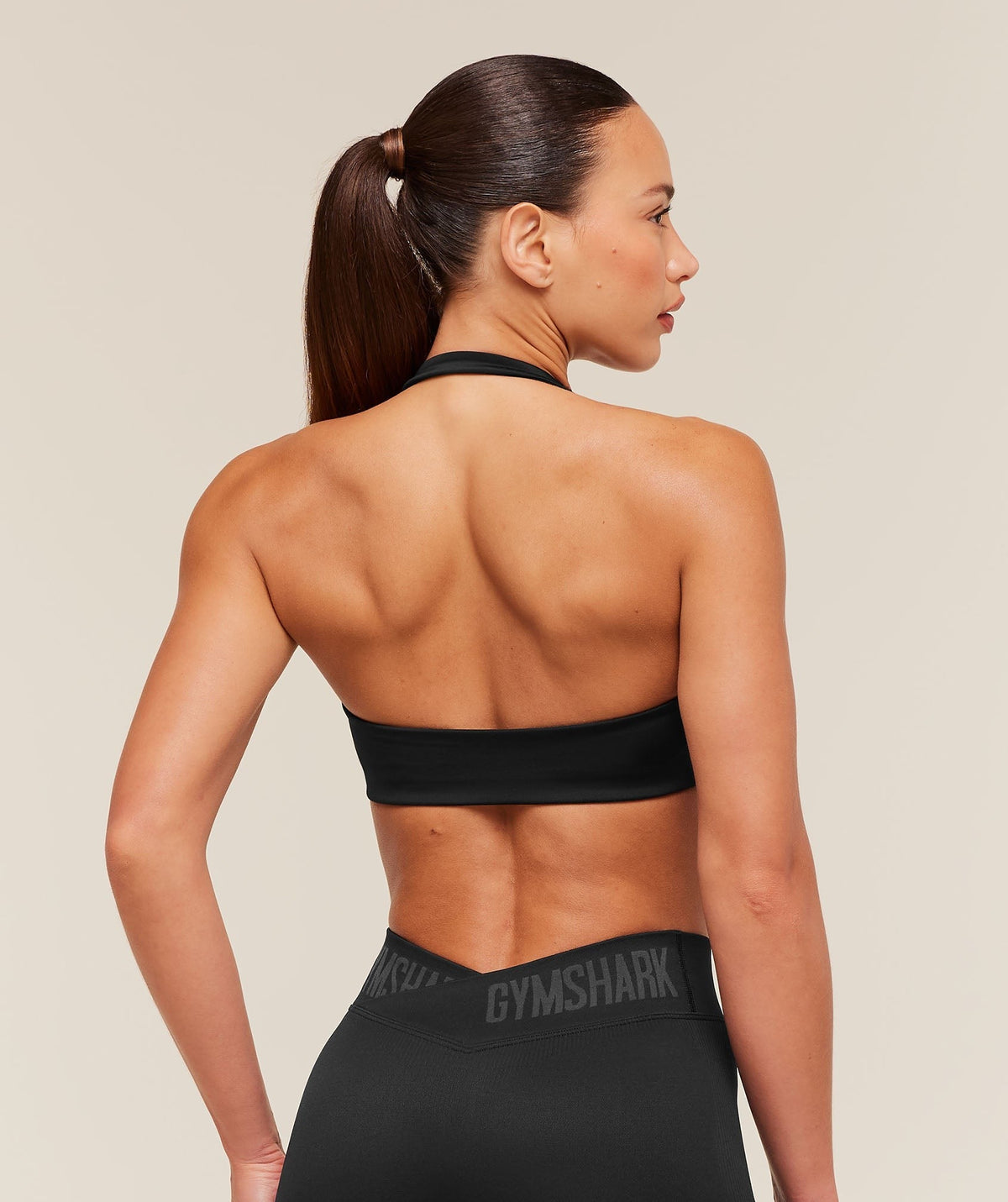 Light Support Halter Neck Logo Sports Bra