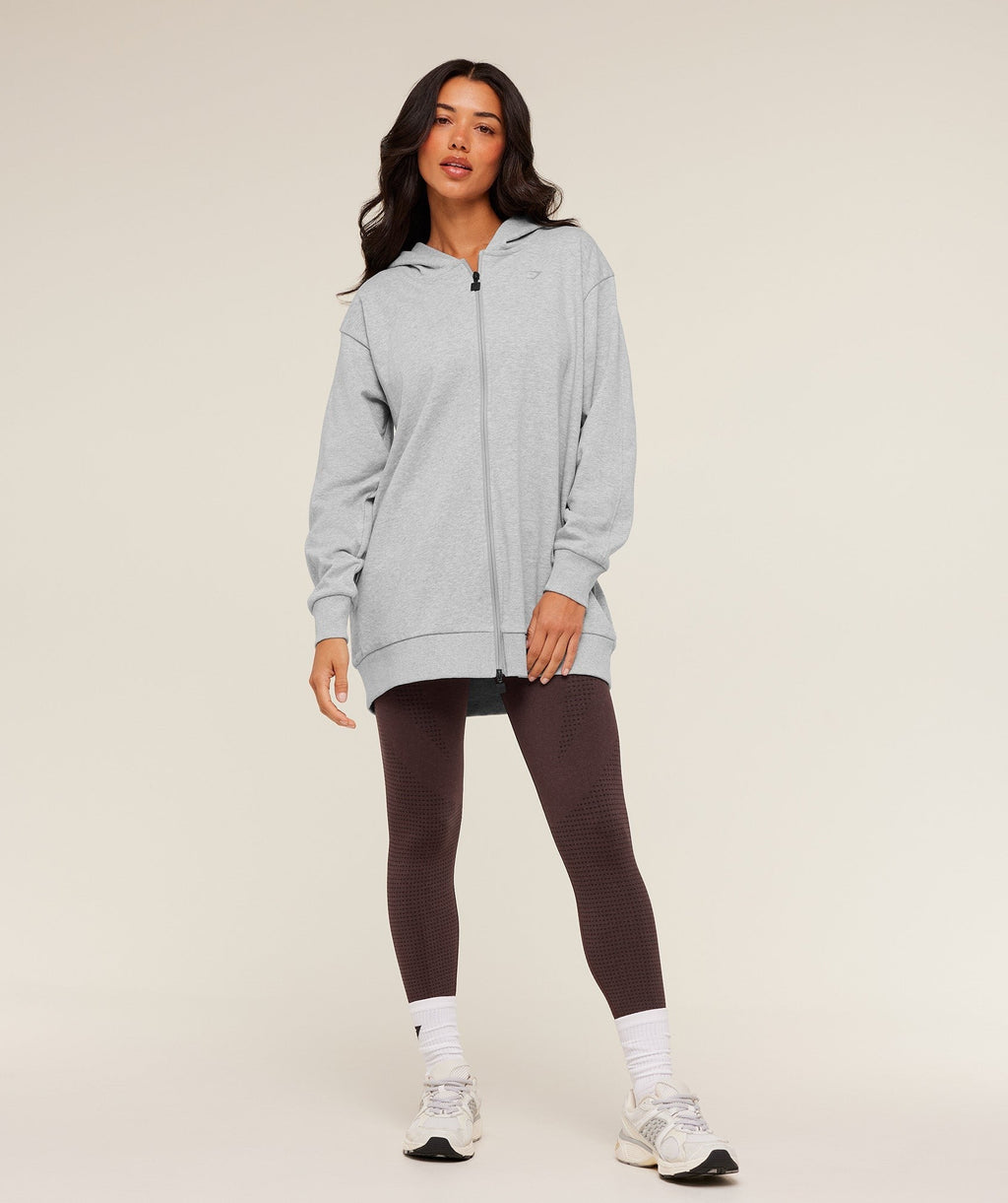 Covered Longline Zip Up Hoodie
