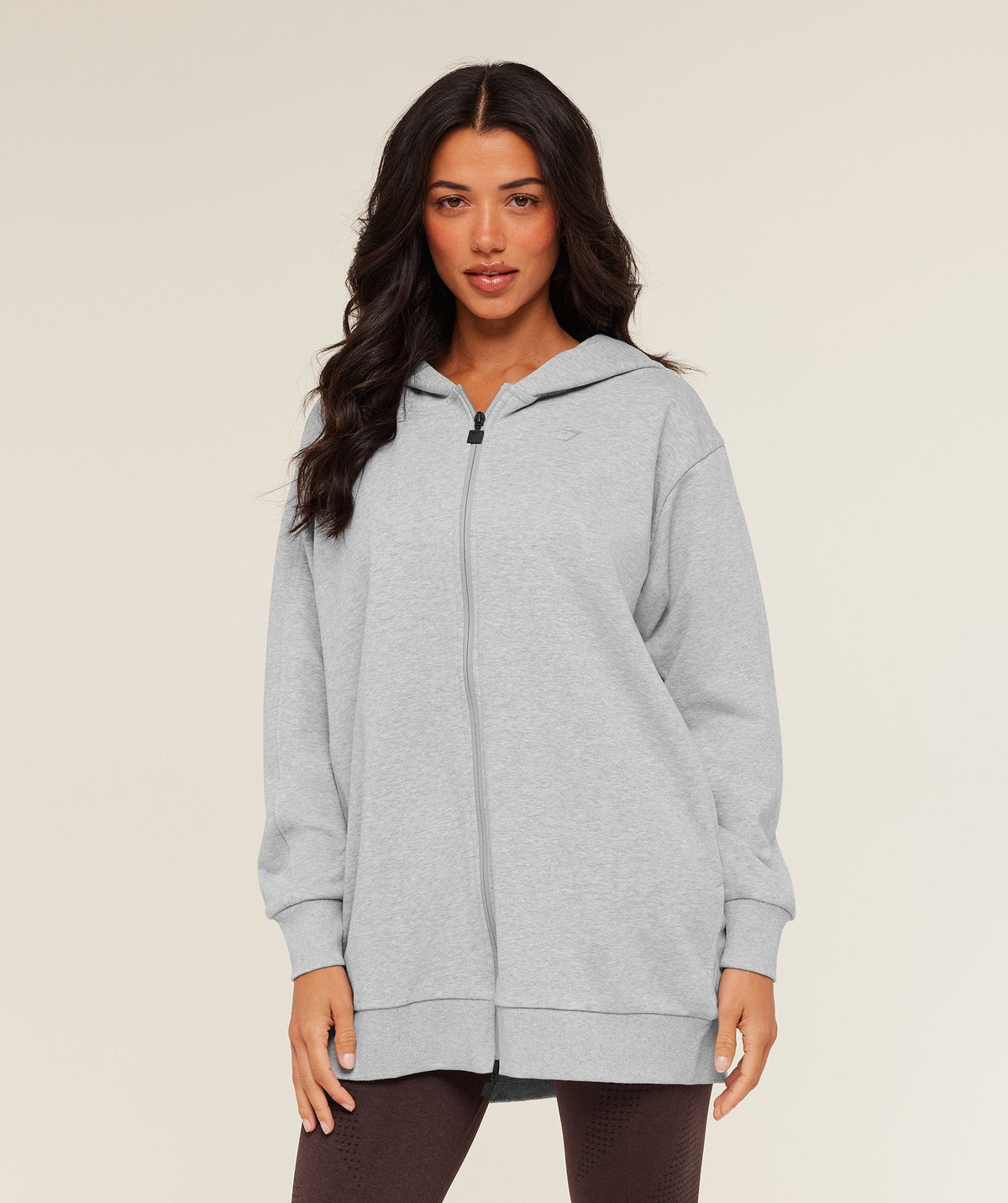 Covered Longline Zip Up Hoodie